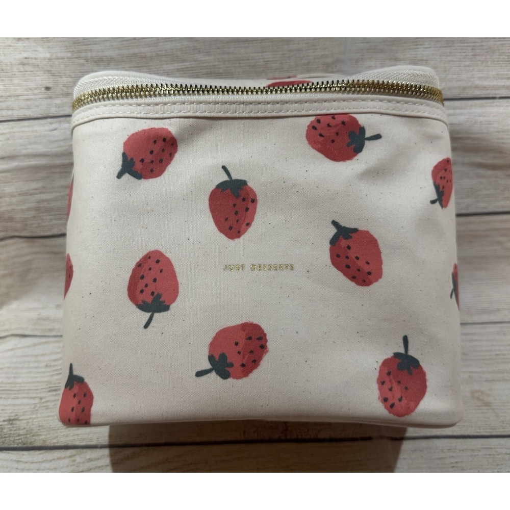 Kate Spade Just Desserts Strawberry Print Lunch / Makeup Bag Tote 10"x6" NWT GTH - Picture 5 of 6